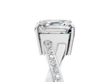 White gold Asscher Cut Diamond Twisted Band Engagement Ring with Prong Setting_8
