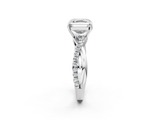 White gold Asscher Cut Diamond Twisted Band with Pavé Setting and Four-Prong Setting_20