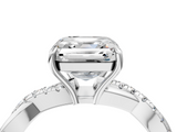 White gold Asscher Cut Diamond Twisted Band with Pavé Setting and Four-Prong Setting_22