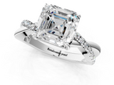 White gold Asscher Cut Diamond Twisted Band with Pavé Setting and Four-Prong Setting_24