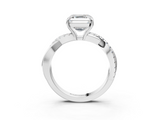 White gold Asscher Cut Diamond Twisted Band with Pavé Setting and Four-Prong Setting_26