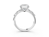 White gold Asscher Cut Diamond Vine Band with Four-Prong Setting_10