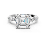 White gold Asscher Cut Diamond Vine Band with Four-Prong Setting_7