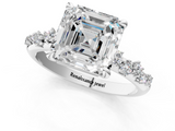 White gold Asscher Cut Diamond Vine Band with Four-Prong Setting_8