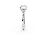 White gold Asscher Cut Diamond Vine Band with Four-Prong Setting_9