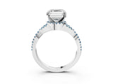 White gold Asscher Cut Diamond with Aquamarine side stone Halo Twist Band Solitaire Prong Setting Ring_27