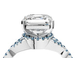 White gold Asscher Cut Diamond with Aquamarine side stone Halo Twist Band Solitaire Prong Setting Ring_28