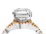 White gold Asscher Cut Diamond with Citrine side stone Halo Twist Band Solitaire Prong Setting Ring_4
