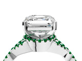 White gold Asscher Cut Diamond with Emerald side stone Halo Twist Band Solitaire Prong Setting Ring_29
