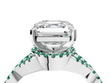 White gold Asscher Cut Diamond with Green Sapphire side stone Halo Twist Band Solitaire Prong Setting Ring_28