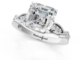 White gold Asscher Cut Diamond with Milgrain Marquise and Bezel Accents on a Solitaire Band with Prong Setting_24