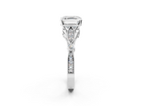 White gold Asscher Cut Diamond with Milgrain Marquise and Bezel Accents on a Solitaire Band with Prong Setting_25