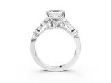 White gold Asscher Cut Diamond with Milgrain Marquise and Bezel Accents on a Solitaire Band with Prong Setting_26