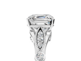 White gold Asscher Cut Diamond with Milgrain Marquise and Bezel Accents on a Solitaire Band with Prong Setting_28
