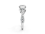 White gold Asscher Cut Diamond with Moissanite side stone Halo Twist Band Solitaire Prong Setting Ring_26