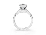 White gold Asscher Cut Diamond with Moissanite side stone Halo Twist Band Solitaire Prong Setting Ring_27