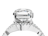 White gold Asscher Cut Diamond with Moissanite side stone Halo Twist Band Solitaire Prong Setting Ring_28