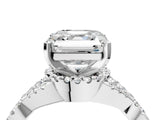 White gold Asscher Cut Diamond with Moissanite side stone Halo Twist Band Solitaire Prong Setting Ring_4