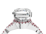 White gold Asscher Cut Diamond with Morganite side stone Halo Twist Band Solitaire Prong Setting Ring_4