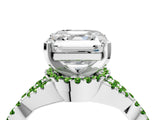 White gold Asscher Cut Diamond with Peridot side stone Halo Twist Band Solitaire Prong Setting Ring_4