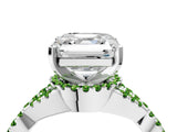 White gold Asscher Cut Diamond with Peridot side stone Halo Twist Band Solitaire Prong Setting Ring_52