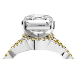 White gold Asscher Cut Diamond with Yellow Sapphire side stone Halo Twist Band Solitaire Prong Setting Ring_16
