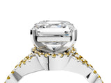 White gold Asscher Cut Diamond with Yellow Sapphire side stone Halo Twist Band Solitaire Prong Setting Ring_29