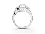 White gold Asscher Cut Double Halo Diamond Engagement Ring with Pave Band and Four-Prong Setting_28