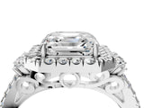 White gold Asscher Cut Double Halo Diamond Engagement Ring with Pave Band and Four-Prong Setting_29