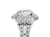 White gold Asscher Cut Double Halo Diamond Engagement Ring with Pave Band and Four-Prong Setting_32