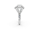 White gold Asscher Cut Double Halo Split Shank Diamond Ring with Prong Setting_53