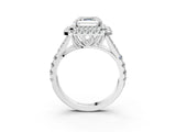 White gold Asscher Cut Double Halo Split Shank Diamond Ring with Prong Setting_54