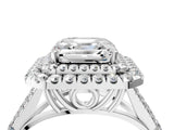 White gold Asscher Cut Double Halo Split Shank Diamond Ring with Prong Setting_55