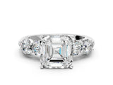White gold Asscher Cut Five-Stone Prong Set Diamond Ring with Classic Band_35