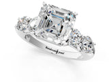 White gold Asscher Cut Five-Stone Prong Set Diamond Ring with Classic Band_36