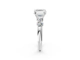 White gold Asscher Cut Five-Stone Prong Set Diamond Ring with Classic Band_37