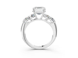 White gold Asscher Cut Five-Stone Prong Set Diamond Ring with Classic Band_38