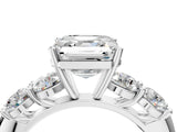 White gold Asscher Cut Five-Stone Prong Set Diamond Ring with Classic Band_39