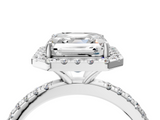 White gold Asscher Cut Halo Diamond Engagement Ring with Pave Band and Four-Prong Setting_11
