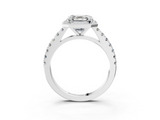 White gold Asscher Cut Halo Diamond Engagement Ring with Pave Band and Four-Prong Setting_26