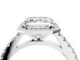 White gold Asscher Cut Halo Diamond Engagement Ring with Pave Band and Four-Prong Setting_27