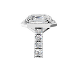 White gold Asscher Cut Halo Diamond Engagement Ring with Pave Band and Four-Prong Setting_28