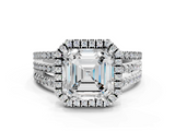 White gold Asscher Cut Halo Diamond Engagement Ring with Split Shank and Four-Prong Setting_29