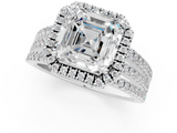 White gold Asscher Cut Halo Diamond Engagement Ring with Split Shank and Four-Prong Setting_30