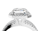 White gold Asscher Cut Halo Diamond Engagement Ring with Split Shank and Four-Prong Setting_33
