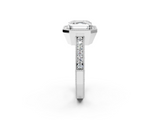 White gold Asscher Cut Halo Diamond Pave Band Ring with Four-Prong Setting_8
