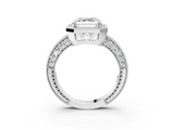 White gold Asscher Cut Halo Diamond Pave Band Ring with Four-Prong Setting_9