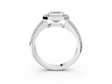 White gold Asscher Cut Halo Diamond Pave Band with Four-Prong Setting_26