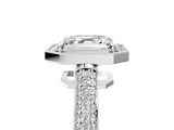 White gold Asscher Cut Halo Diamond Pave Band with Four-Prong Setting_28