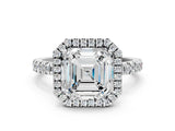 White gold Asscher Cut Halo Diamond Pave Band with Prong Setting_12